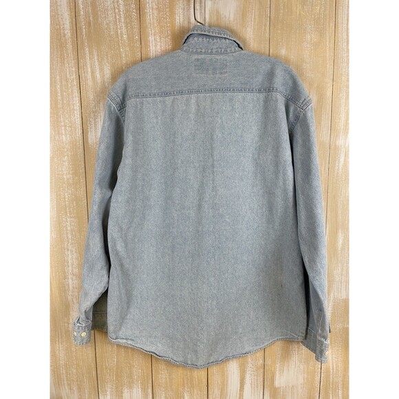 Harley Davidson Embroidered Logo Long Sleeve Button Up Denim Shirt Blue Mens S - Picture 4 of 10